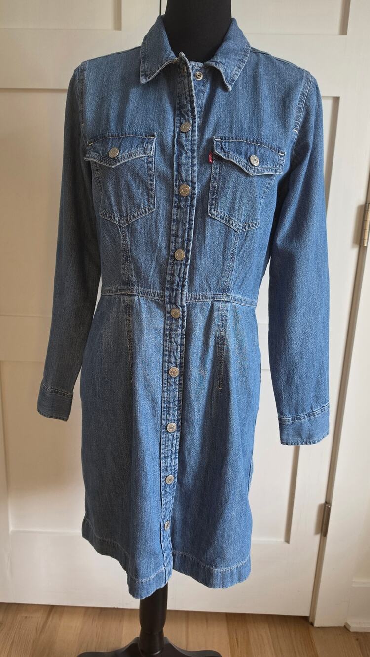 Levi's Otto Western Denim Dress Long Sleeve Womans Sz M